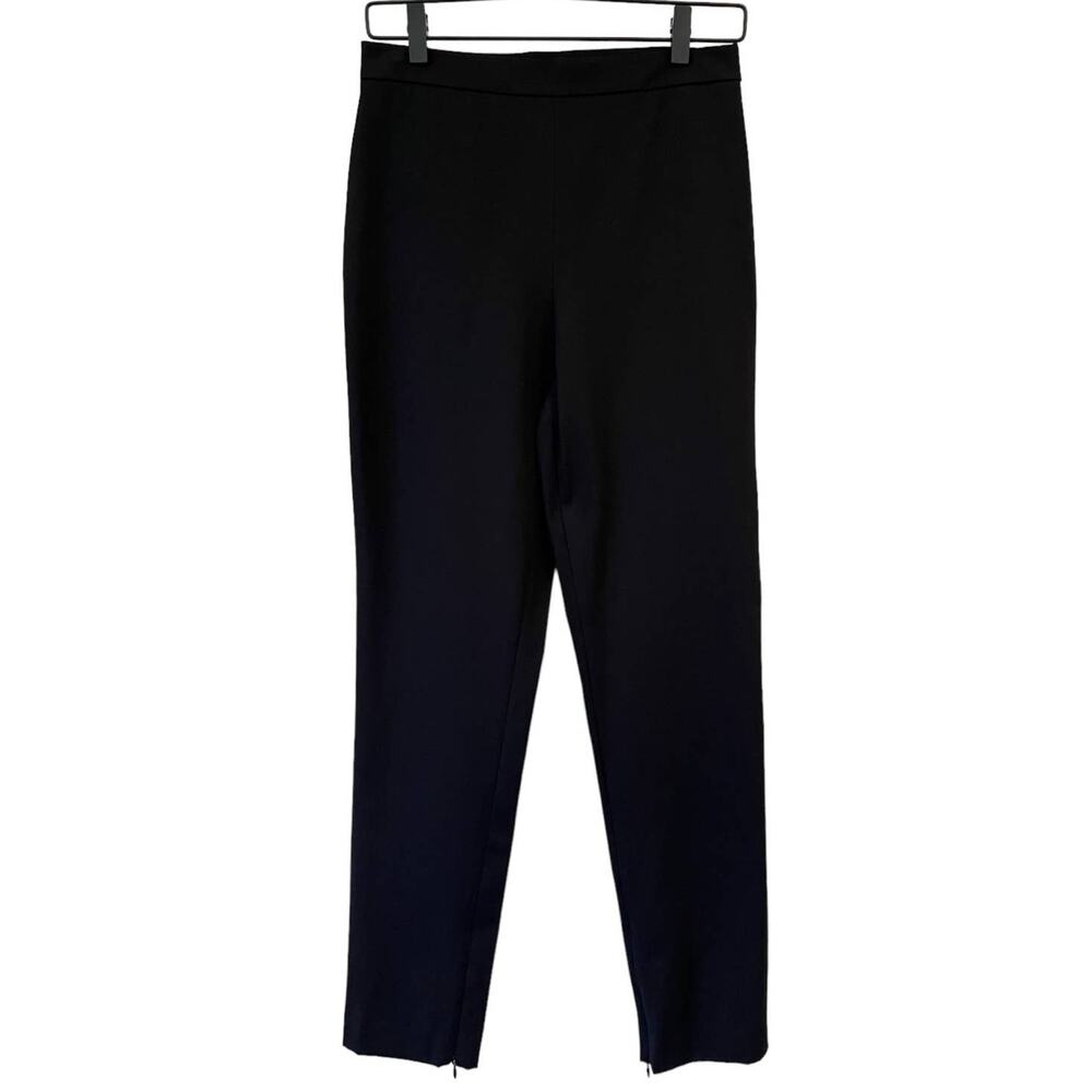St. John High Waisted Trouser Career Dress Pants Side Zip Ankle Zip Black Size 4